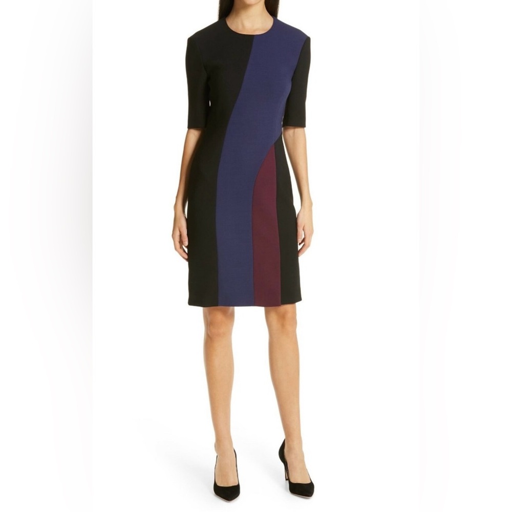 Boss Colorblock Midi Dress in Black, Navy & Burgundy